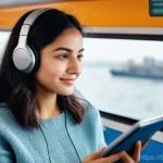 Home 18 힌디어와 오디오북 - **Prompt: "A young woman, approximately 25 years old, with a warm smile, is comfortably seated on a ...