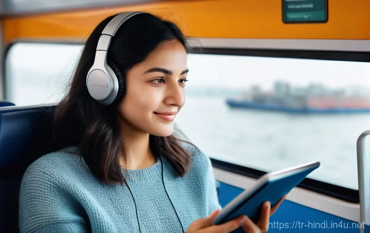 힌디어와 오디오북 - **Prompt: "A young woman, approximately 25 years old, with a warm smile, is comfortably seated on a ...